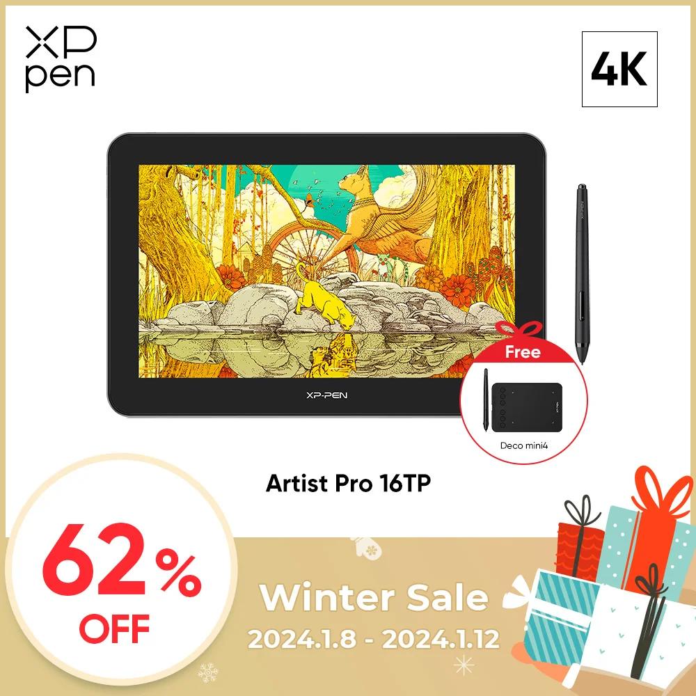 XPPen Artist Pro 16TP 4K Ʈ HD ׷ , Ƽ ġ  ÷, 15.6 ġ  º, 8192  ͸ 